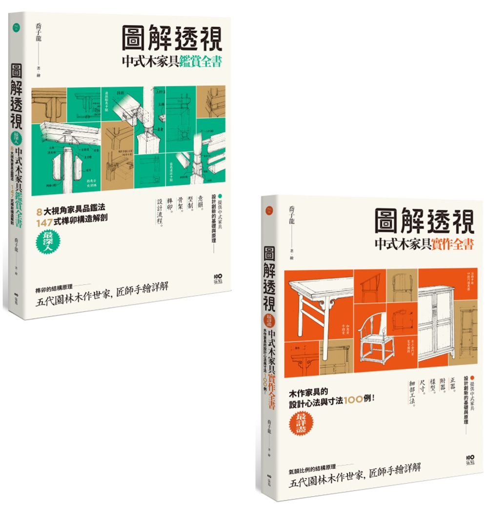 【圖解透視中式木家具全書套書】(二冊)：《圖解透視中式木家具『鑑賞』全書》、《圖解透視中式木家具『實作』全書》