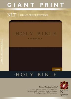 Holy Bible: New Living Translation, Leather Like Brown/Tan, Giant Print, Thumb Indexed