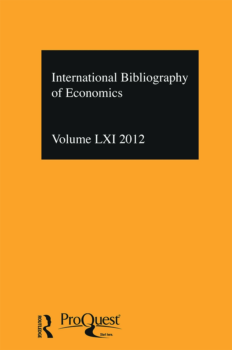 Ibss: Economics: 2012 Vol.61: International Bibliography of the Social Sciences
