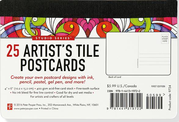 Studio Series Artist’s Tile Postcards: 25 Acid-free White Postcards - Create Your Own Postcard Designs With Ink, Pencil, Pastel,