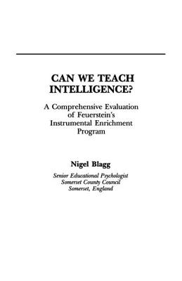 Can We Teach Intelligence?: A Comprehensive Evaluation of Feuerstein’s Instrumental Enrichment Programme
