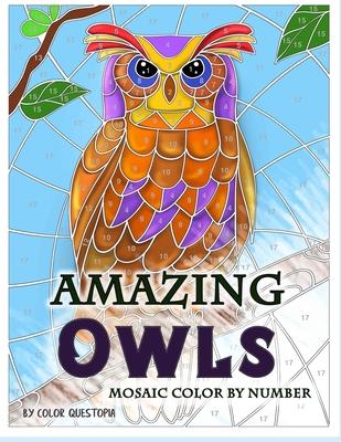 Amazing Owls Mosaic Color by Number: Adult Coloring Book For Stress Relief and Relaxation