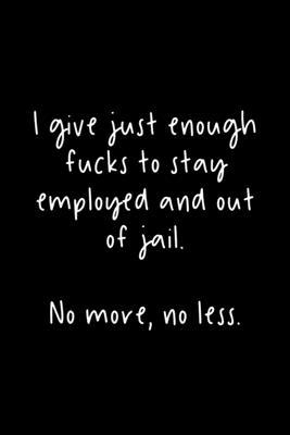 I Give Just Enough Fucks To Stay Employed And Out Of Jail. No More, No Less.: 105 Undated Pages: Humor: Paperback Journal