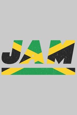 Jam: Jamaica notebook with lined 120 pages in white. College ruled memo book with the jamaican flag