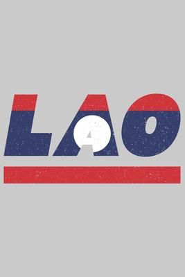 Lao: Laos notebook with lined 120 pages in white. College ruled memo book with the laos flag
