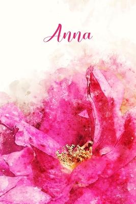 Anna: Pink Floral Personalized Name Journal for Women 6x9