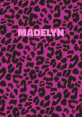 Madelyn: Personalized Pink Leopard Print Notebook (Animal Skin Pattern). College Ruled (Lined) Journal for Notes, Diary, Journa