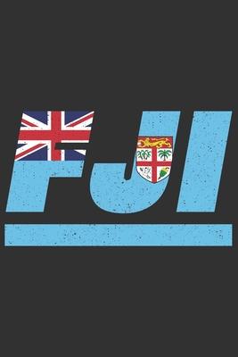 Fji: Fiji notebook with lined 120 pages in white. College ruled memo book with the fijian flag