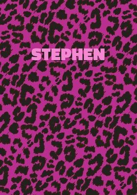 Stephen: Personalized Pink Leopard Print Notebook (Animal Skin Pattern). College Ruled (Lined) Journal for Notes, Diary, Journa