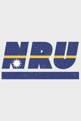 Nru: Nauru notebook with lined 120 pages in white. College ruled memo book with the naurun flag