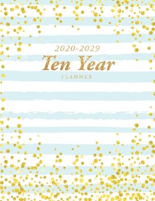 2020-2029 Ten Year Planner: Blue Gold Dot - 10 Year Monthly Calendar Organizer Notebook - Time Management - Monthly Schedule Journal - Agenda Appo