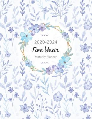 Five Year Monthly Planner 2020-2024: Watercolour Blue Flowers - Calendar 2020-2024 Planner - Monthly Checklist - Yearly Planner Appointment - 60 Month