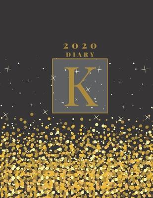 Personalised 2020 Diary Week To View Planner: A4, Gold Letter K (Sparkle Christmas Diary) Organiser And Planner For The Year Ahead, School, Business,