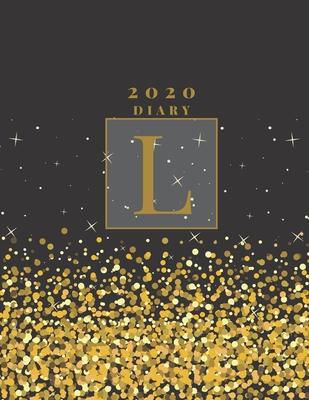 Personalised 2020 Diary Week To View Planner: A4, Gold Letter L (Sparkle Christmas Diary) Organiser And Planner For The Year Ahead, School, Business,