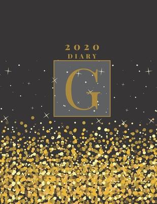 Personalised 2020 Diary Week To View Planner: A4, Gold Letter G (Sparkle Christmas Diary) Organiser And Planner For The Year Ahead, School, Business,