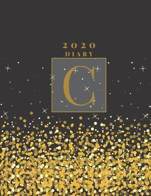 Personalised 2020 Diary Week To View Planner: A4, Gold Letter C (Sparkle Christmas Diary) Organiser And Planner For The Year Ahead, School, Business,