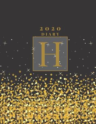 Personalised 2020 Diary Week To View Planner: A4, Gold Letter H (Sparkle Christmas Diary) Organiser And Planner For The Year Ahead, School, Business,