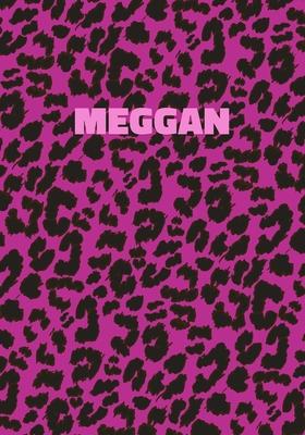Meggan: Personalized Pink Leopard Print Notebook (Animal Skin Pattern). College Ruled (Lined) Journal for Notes, Diary, Journa