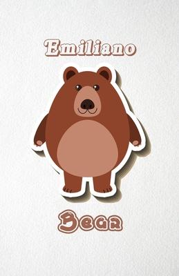 Emiliano Bear A5 Lined Notebook 110 Pages: Funny Blank Journal For Wide Animal Nature Lover Zoo Relative Family Baby First Last Name. Unique Student T