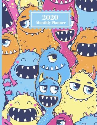 2020 Monthly Planner: Cartoon Monsters Creatures Cute Design Cover 1 Year Planner Appointment Calendar Organizer And Journal For Writing