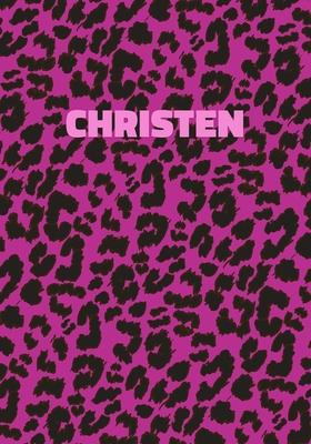 Christen: Personalized Pink Leopard Print Notebook (Animal Skin Pattern). College Ruled (Lined) Journal for Notes, Diary, Journa