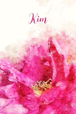 Kim: Pink Floral Personalized Name Journal for Women 6x9