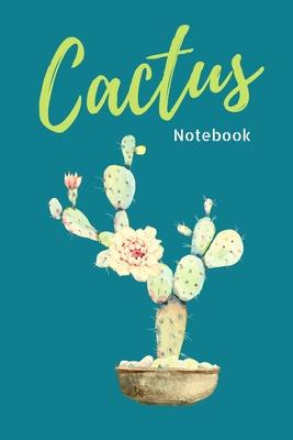 Cactus Flower Notebook. Flower Cactus Lover Plant Gifts for Teen Student Women Worker Kid. 100 Blank Lined Page Journal, Size 6x9 Blue Green Color Des
