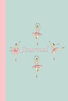 Journal: Ballerinas (Pink and Green) 6x9 - DOT JOURNAL - Journal with dot grid paper - dotted pages with light grey dots