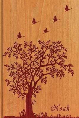 Noah: Personalized Name Engraved Wooden with Tree & Zen Embossed Inspired - College Lined Notebook Journal - Diary & Note Ta