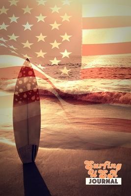 Surfing USA JOURNAL DOT GRID STYLE NOTEBOOK: 6x9 inch daily bullet notes on dot grid design creamy colored pages with beautiful beach and surf board c