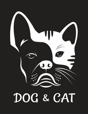 Dog & Cat: Dog & Cat Face On Black Cover - 110 Pages (8.5x11) Large Blank Sketchbook for Drawing, Painting, Doodling & Writing,