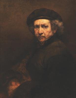 Rembrandt van Rijn Black Paper Sketchbook: Self-Portrait of the Painter with Beret and Turned-Up Collar - Large Artistic All Black Blank Pages Sketch