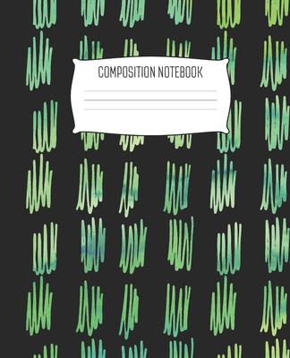 Composition Notebook: Wide Ruled Notebook Green Watercolor Marker Scribble Doodle Pattern Lined School Journal - 100 Pages - 7.5 x 9.25 -