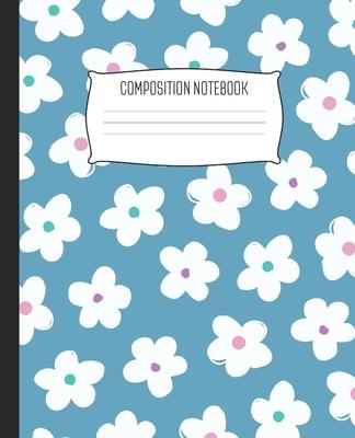 Composition Notebook: Wide Ruled Notebook Abstract White Daisy Petals Lined School Journal - 100 Pages - 7.5 x 9.25 - Children Kids Girls