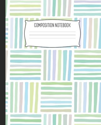 Composition Notebook: Wide Ruled Notebook Abstract Cool Green Line Checker Lined School Journal - 100 Pages - 7.5 x 9.25 - Children Kids G