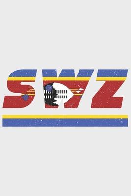 Swz: Swaziland notebook with lined 120 pages in white. College ruled memo book with the swazi flag