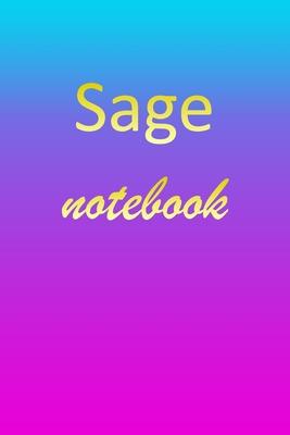 Sage: Blank Notebook - Wide Ruled Lined Paper Notepad - Writing Pad Practice Journal - Custom Personalized First Name Initia