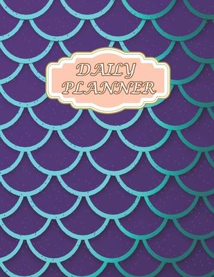 Daily Planner: Undated With Breakfast Lunch Dinner And Snack ( Size 8.5 X 11 ) Design With Neon Blue Fish Scales Bright Violet Cells