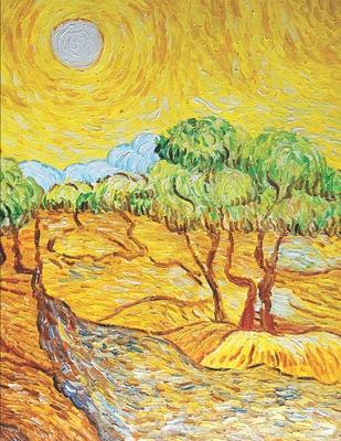 Vincent van Gogh Black Paper Sketchbook: Olive Trees With Yellow Sky and Sun - Impressionism Art Notebook for Drawing with Vivid Colors - Use with Col