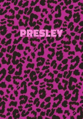 Presley: Personalized Pink Leopard Print Notebook (Animal Skin Pattern). College Ruled (Lined) Journal for Notes, Diary, Journa