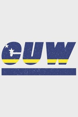 Cuw: Curacao notebook with lined 120 pages in white. College ruled memo book with the curacao flag