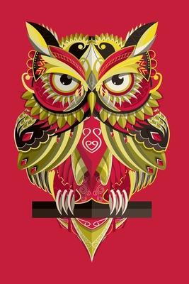 Notebook: Owl Designer Red Yellow College Ruled Lined Blank Notebook Journal Notepad