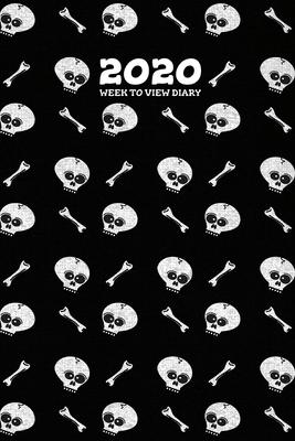 2020 Week To View Diary: Skull and bones themed diary (Black) with week to view and month to view planners. Includes habit tracking and goal ma