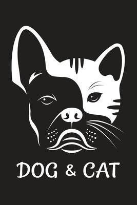 Dog & Cat: Dog & Cat Face On Black Cover, Blank Lined Journal Notebook, College Ruled Size 6 x 9, 110 Pages, Gift for Dog & Cat