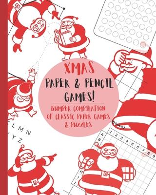 Paper & Pencil games!: Cute Christmas retro vintage santa themed travel & activity game book with game instructions! Features 4 in a row, han