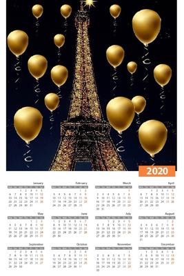 paris eiffel tower 2020 calendar creative blank journal