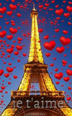 je t’’aime Eiffel Tower red hearts creative blank journal