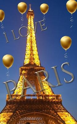 I love paris eiffel tower gold ballon creative blank journal