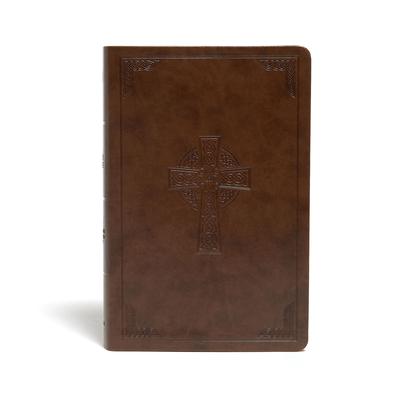 CSB Large Print Personal Size Reference Bible, Brown Celtic Cross Leathertouch