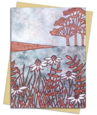 Janine Partington: Copper Foil Meadow Scene Greeting Card: Pack of 6